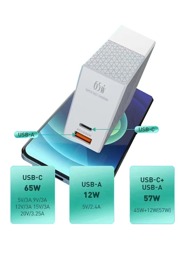 لدنيو محول شاحن سريع عالمي توربو ميني باللون الأبيض - Image 5