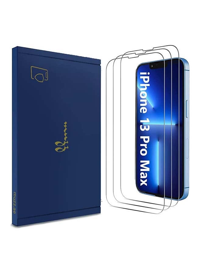 Muzz Pack Of 3 Tempered Glass Screen Protector For Apple iPhone 13 Pro Max 6.7 Inch Clear - Image 1
