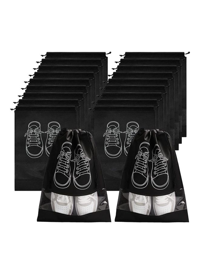 20 Pcs Non-Woven Dustproof Travel Shoe Bags For Men And Women Black  - Image 1
