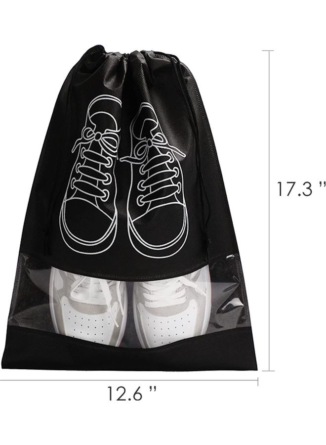 20 Pcs Non-Woven Dustproof Travel Shoe Bags For Men And Women Black  - Image 2