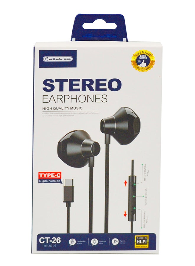 Jellico - Type-C In-Ear Earphones With Microphone Black - Image 1