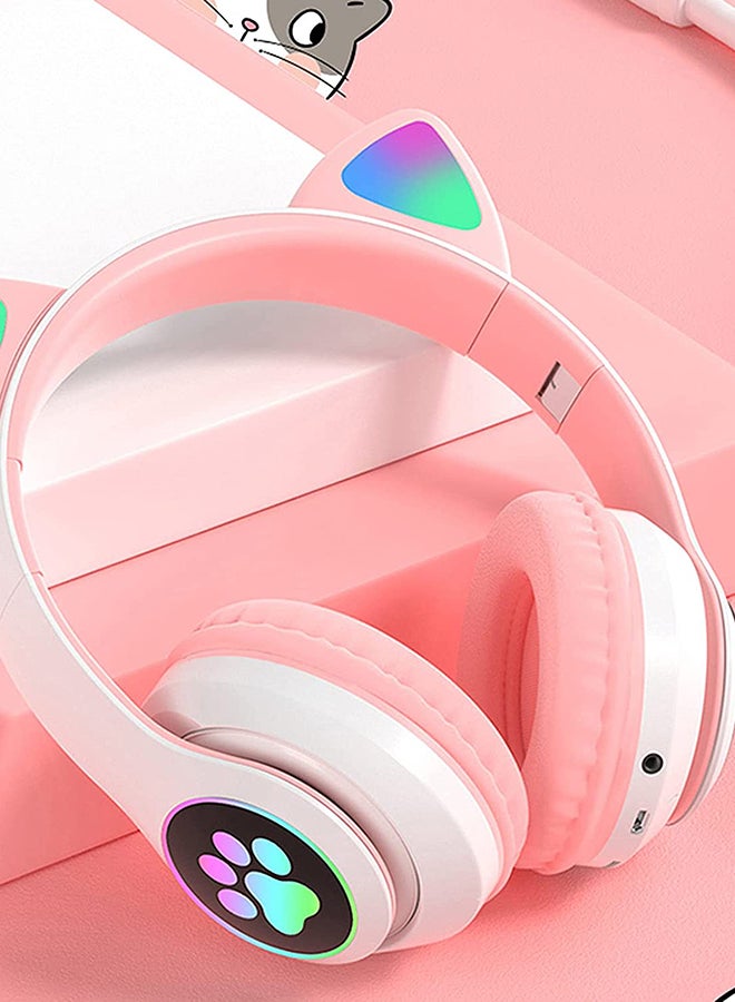 Perfect Bluetooth Wireless On-Ear Headphones With Microphone Pink/White - Image 2