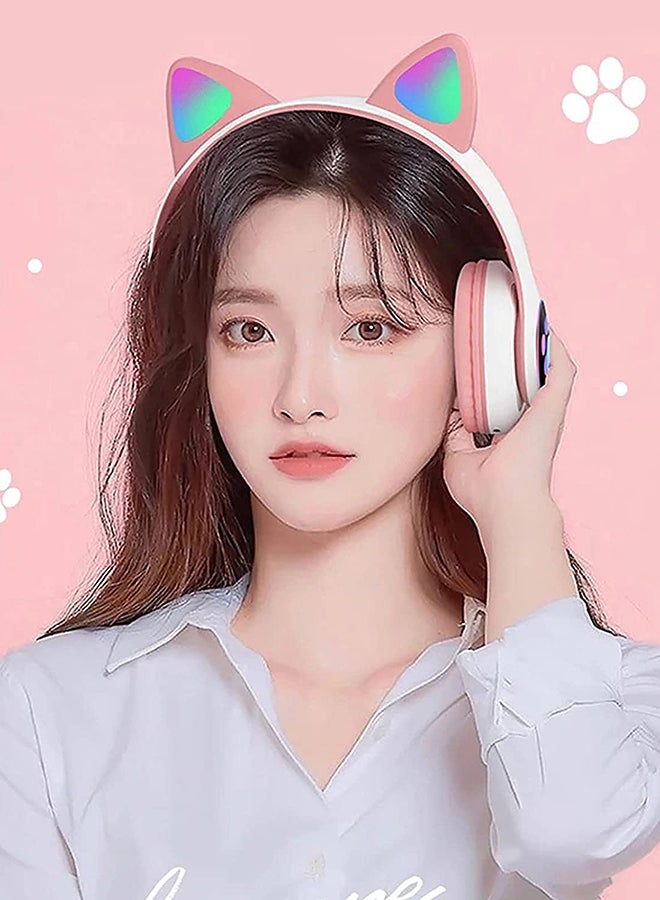 Perfect Bluetooth Wireless On-Ear Headphones With Microphone Pink/White - Image 3