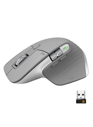 MX Master 3 Advanced Wireless Mouse, Bluetooth or 2.4GHz USB Receiver, Ultrafast Scrolling, 4000 DPI Any Surface Tracking, Ergonomic, 7 Button, Rechargeable, PC/Mac/Laptop/iPadOS Mid Grey - v1641551587/N33950802A_1