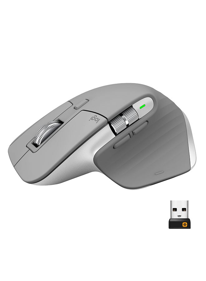 Logitech - MX Master 3 Advanced Wireless Mouse, Bluetooth or 2.4GHz USB Receiver, Ultrafast Scrolling, 4000 DPI Any Surface Tracking, Ergonomic, 7 Button, Rechargeable, PC/Mac/Laptop/iPadOS Mid Grey - Image 1