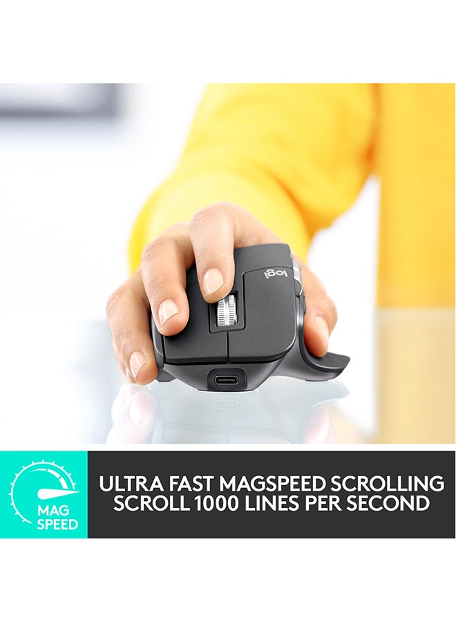 Logitech - MX Master 3 Advanced Wireless Mouse, Bluetooth or 2.4GHz USB Receiver, Ultrafast Scrolling, 4000 DPI Any Surface Tracking, Ergonomic, 7 Button, Rechargeable, PC/Mac/Laptop/iPadOS Mid Grey - Image 1