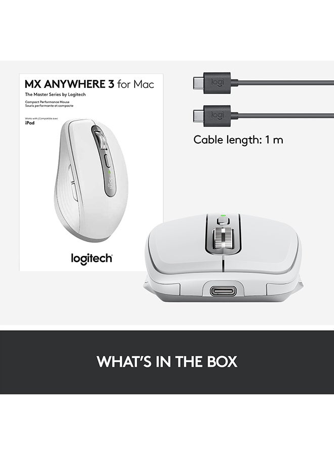 Logitech - MX Anywhere 3 for Mac – Compact Performance Mouse, Wireless, Ultrafast Magnetic Scrolling, Any Surface, 4000DPI Sensor, Custom Buttons, USB-C, Bluetooth, Apple Mac, iPad, Windows Silver - Image 1