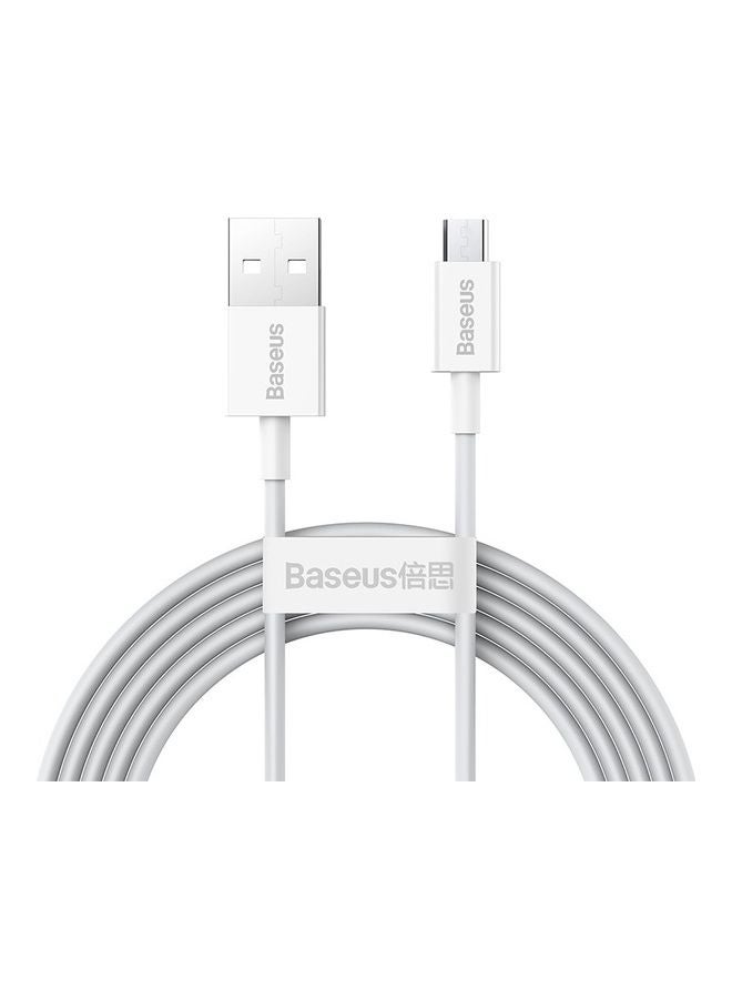 بيسوس كابل مايكرو USB سريع الشحن وكابل شاحن USB إلى مايكرو USB 2.0 وسلك شحن لأجهزة أندرويد متوافق مع هواتف جالاكسي S7 وS6 وهواتف النوت وهواتف إل جي وهواتف نيكسوس وهواتف نوكيا وجهاز الألعاب بلايستيشن 4. بطول مترين أبيض - Image 1