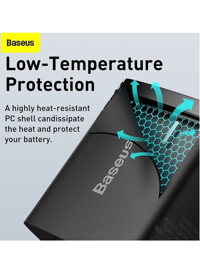 Baseus - iPhone Charger 20W USB C PD Fast Charger, Dual Port Type-C Wall Adapter EU Plug, for iPhone15/15 Pro Max/15 Pro/15 Plus/14/13/12/11, Galaxy, Pixel 4/3, iPad Pro, AirPods Pro, and More Black Black - Image 1
