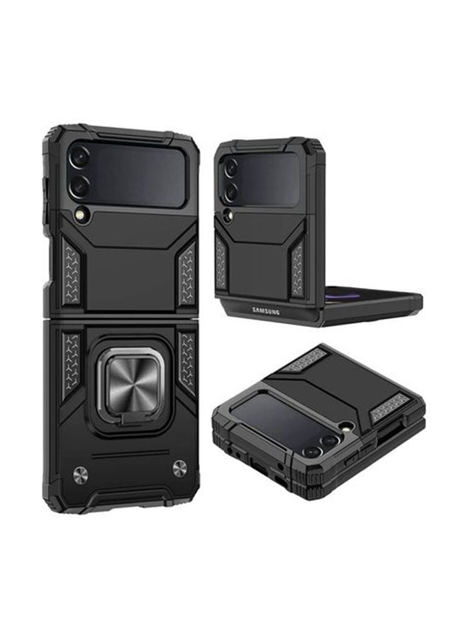 Rock Pow Protective Hard Armour Phone Cover With Ring For Samsung Galaxy Z Flip 3 5G Black  - Image 1