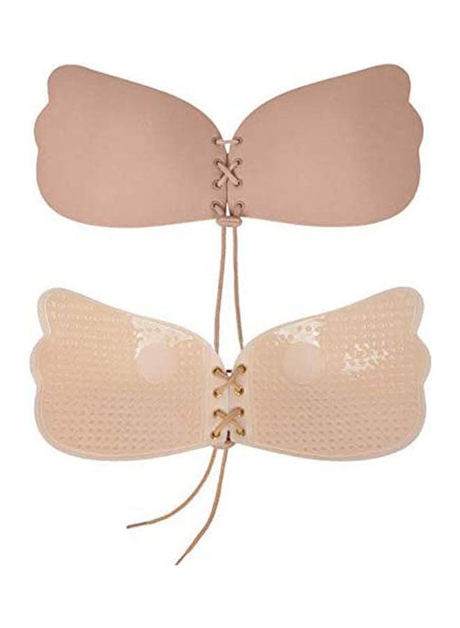 Strapless Self Adhesive Push Up Backless Silicone Bras Beige 