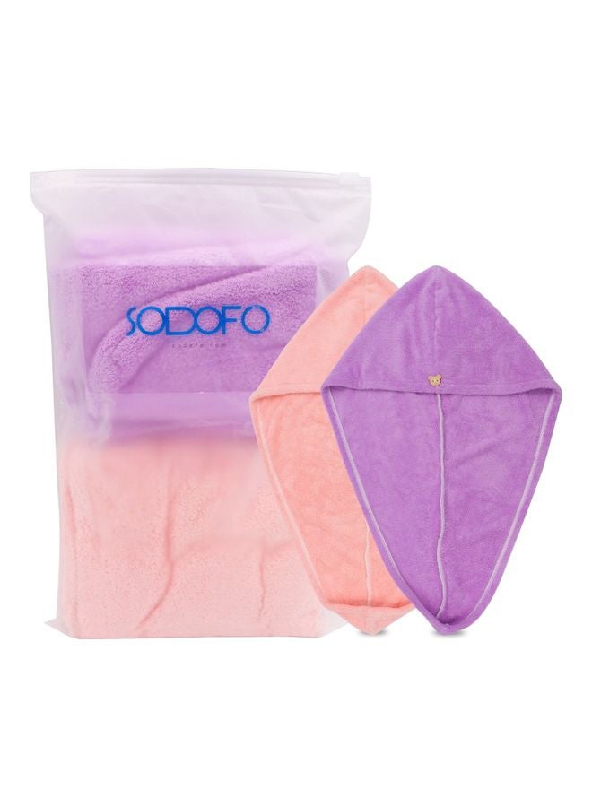 أس أو دي أو أف أو طقم مناشف شعر بتصميم ملتف للنساء مكون من قطعتين متعدد الألوان 45سم - Image 3