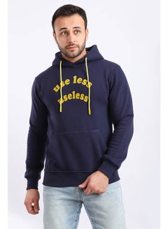 WHITE RABBIT Inner Fleece Hoodie With Front Patch Navy  - Image 1