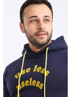 WHITE RABBIT Inner Fleece Hoodie With Front Patch Navy  - Image 4