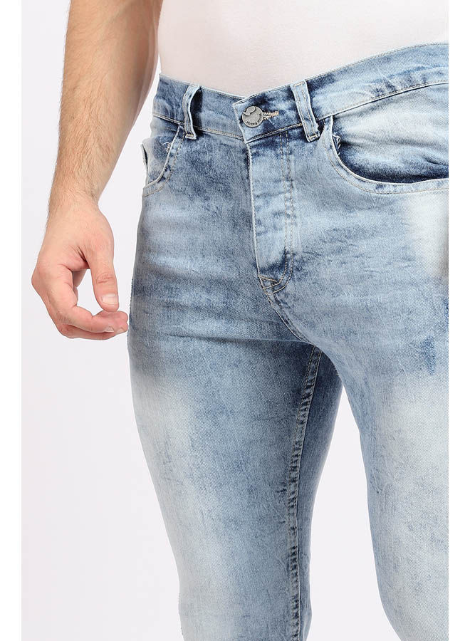 WHITE RABBIT - Cotton Slim Fit Scratched Jeans Blue - Image 1