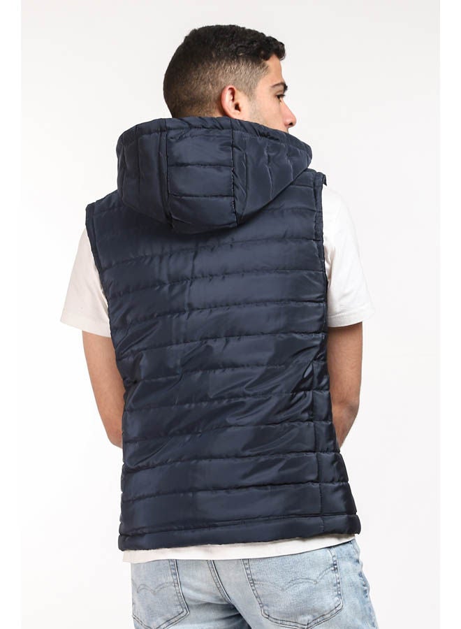 وايت رابيت - Zip Through Solid Puffer Vest Navy - Image 1