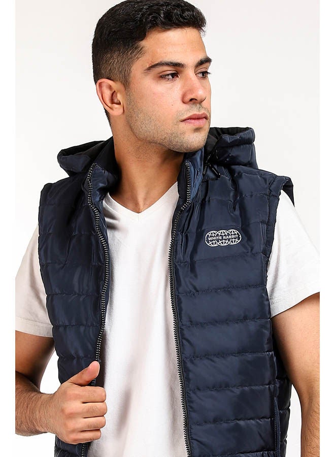 وايت رابيت - Zip Through Solid Puffer Vest Navy - Image 1