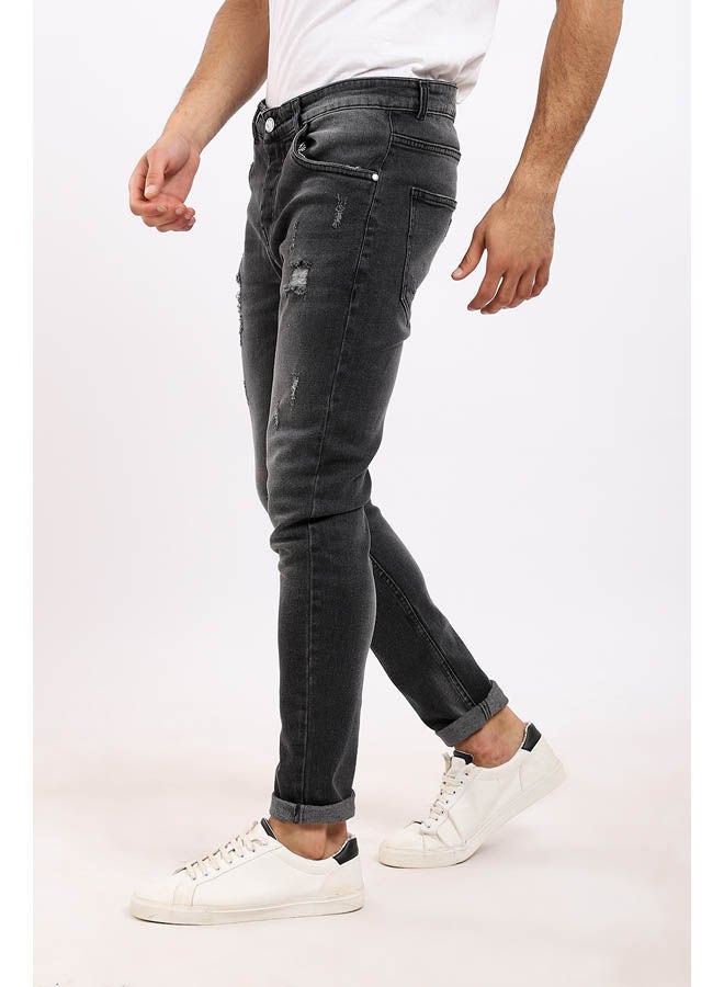 WHITE RABBIT Front Wash With Scratches Casual Jeans Black - Image 2