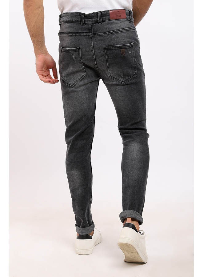 WHITE RABBIT Front Wash With Scratches Casual Jeans Black - Image 3