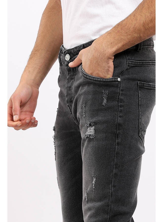 WHITE RABBIT Front Wash With Scratches Casual Jeans Black - Image 4