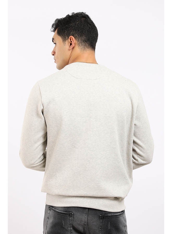 Casual Printed Long Sleeve Round Neck Sweatshirt Grey
