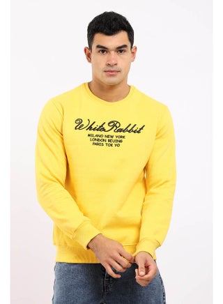 Casual Printed Long Sleeve Round Neck Sweatshirt Yellow - v1641725497/N52371066A_1