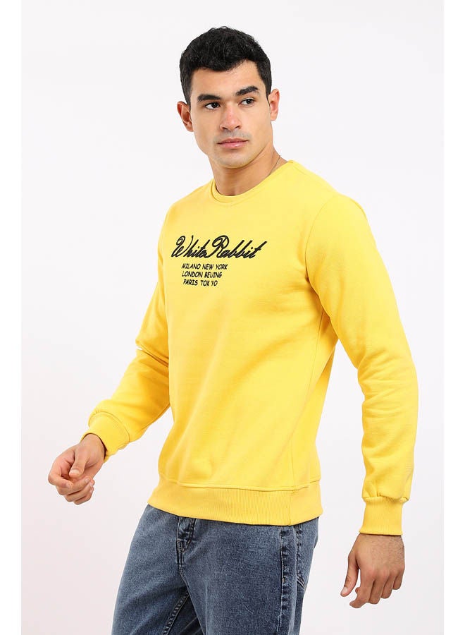 Casual Printed Long Sleeve Round Neck Sweatshirt Yellow