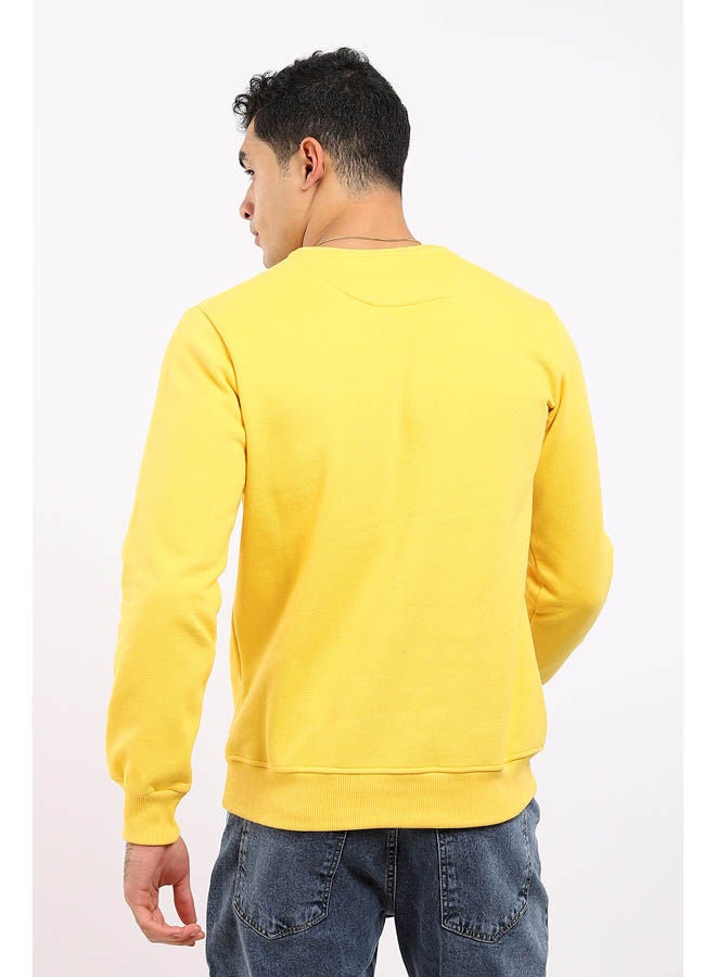 Casual Printed Long Sleeve Round Neck Sweatshirt Yellow