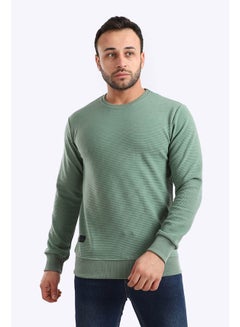 Casual Plain Basic Long Sleeve Round Neck Sweatshirt Green