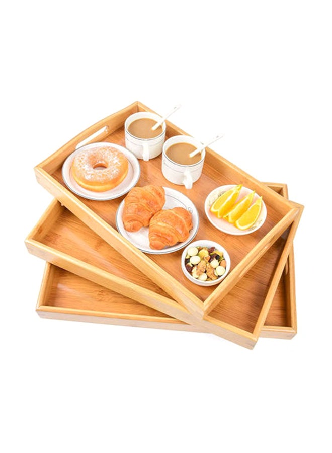 LINGWEI - 3-Piece Folding Bamboo Table Trays Beige 60x30x20cm - Image 1