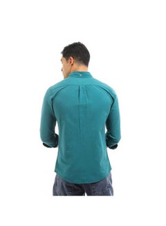 Andora Plain-Basic Collared Neck Long Sleeve Shirt Green  - Image 4