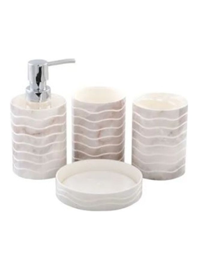 طقم إكسسوارات ماربل للحمام من 4 قطع بيج 10.6x7.5سم - Image 1