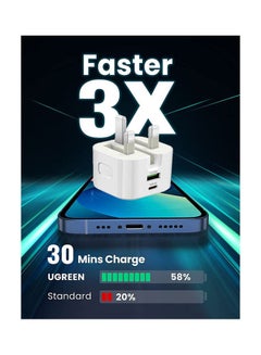 روك بو محول شاحن سريع 20 وات من النوع C في المملكة المتحدة مع كابل Lightning  - Image 3