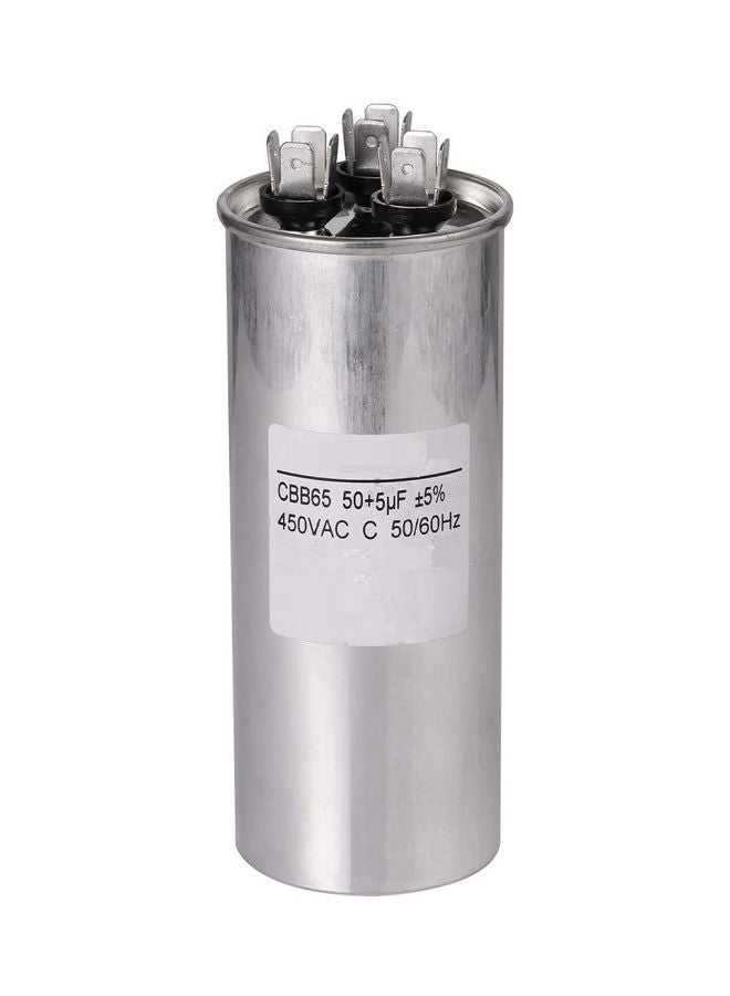 general Air Conditioner Capacitor Round Dural Motor Run Capacitor Withstand 370/450V AC Silver 4inch - Image 1