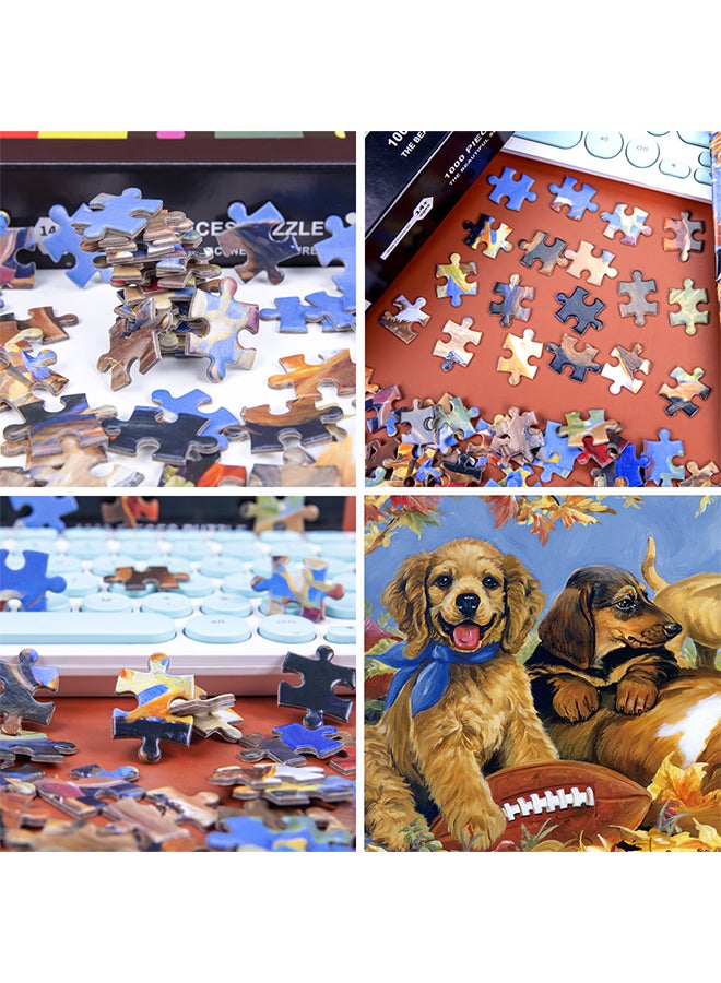 كيدل أحجية قطع تركيب مستطيلة الشكل بتصميم عائلة كلاب مكونة من 1000 قطعة 75 x 50سم - Image 3