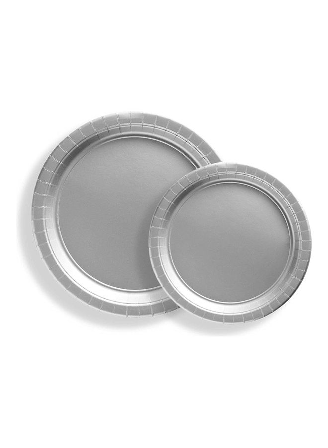 بارتي تايم طقم أطباق ورقية للحفلات مكون من 12 قطعة فضية