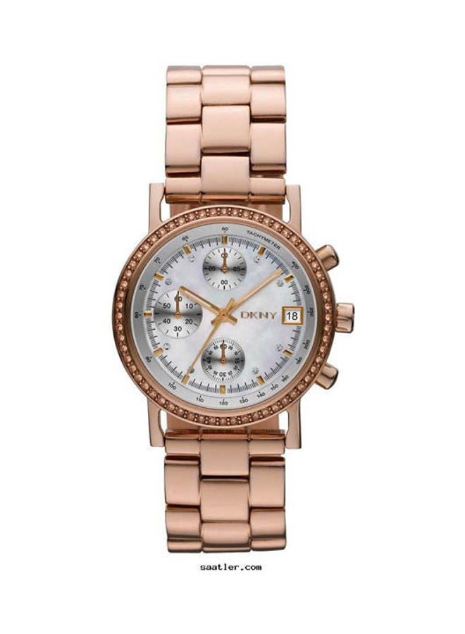 د ك ن ي ساعة يد كرونوغراف بسوار من الاستانلس ستيل طراز NY8358 للنساء - Image 1