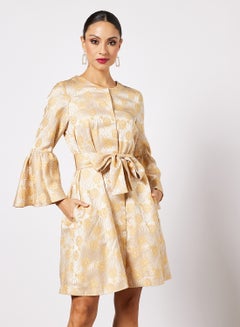 KASHKHA Jacquard Embellished Coat Mustard  - Image 1