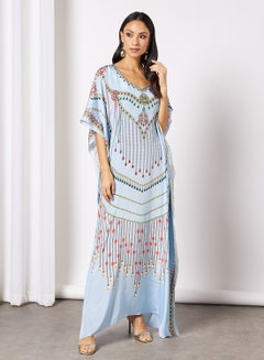Rhinestone Embellished Jalabiya Aqua