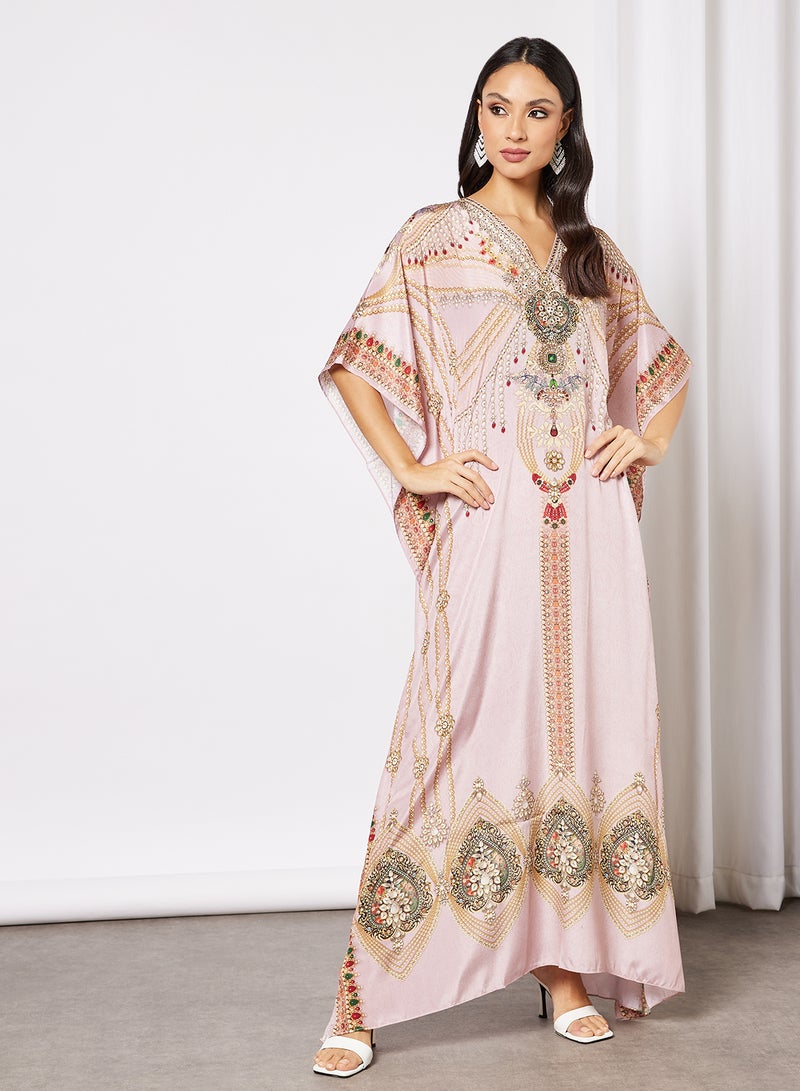 Embellishment Detailed Kaftan Pale Pink - v1641805771/N44726992V_3