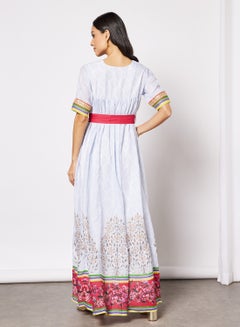 THE ARAB STUDIO Floral Print Kaftan White  - Image 2