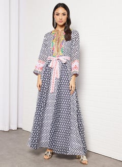THE ARAB STUDIO Printed Kaftan Black Chevron  - Image 1