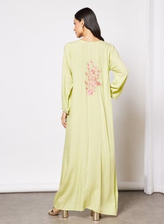 THE ARAB STUDIO Floral Embroidered Jalabiya Green  - Image 2