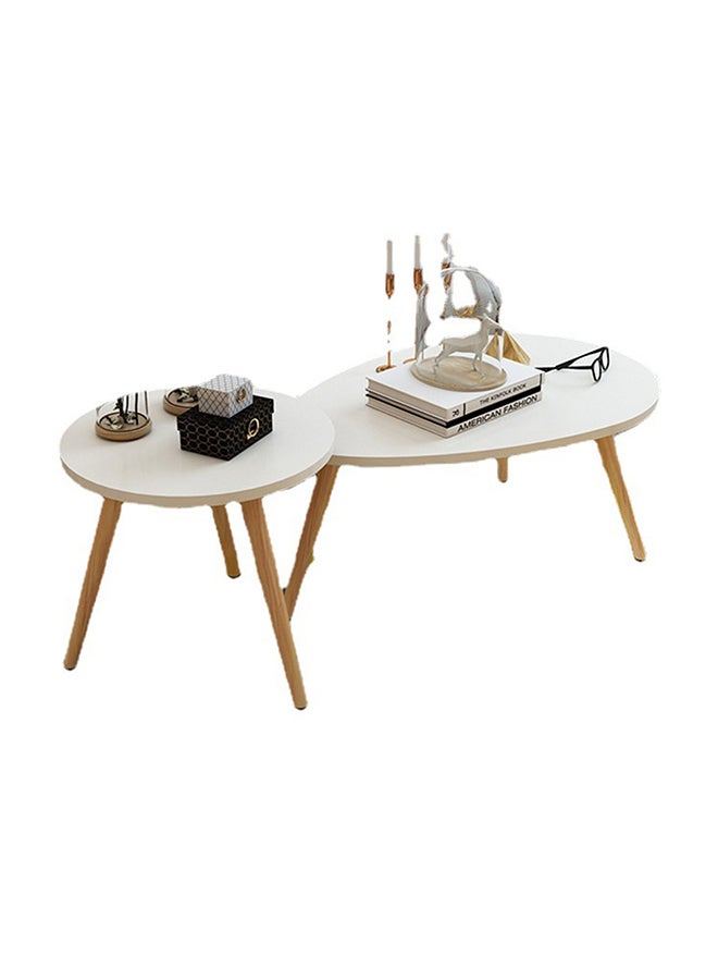 Generic - Round With Drop Shaped Coffee Table Brown/White 40x40x40cm - Image 1