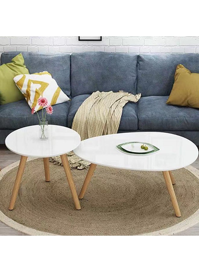 Generic - Round With Drop Shaped Coffee Table Brown/White 40x40x40cm - Image 1
