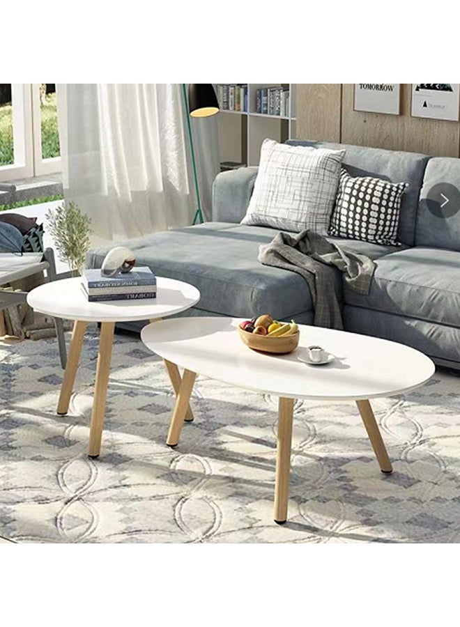 Generic - Round With Drop Shaped Coffee Table Brown/White 40x40x40cm - Image 1