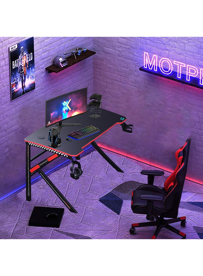 فلاش هوك طاولة ألعاب احترافية بإضاءة متعددة الألوان RGB على شكل حرف K أسود/أحمر 120x74x60سم - Image 3