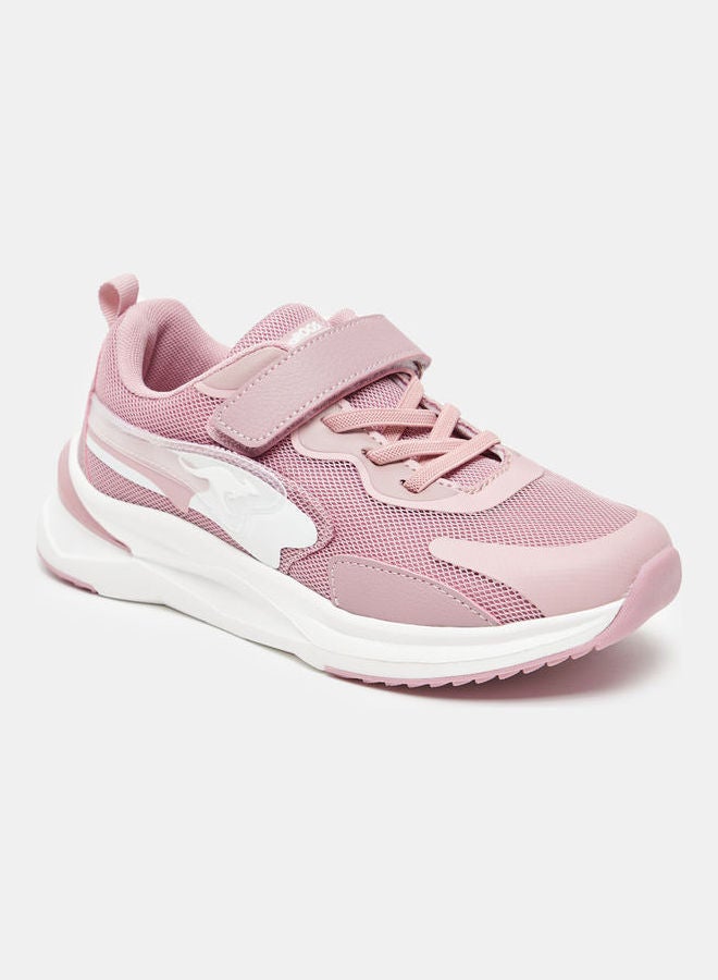 كانغاروس Girls' Textured Walking Shoes With Hook And Loop Closure Pink  - Image 2