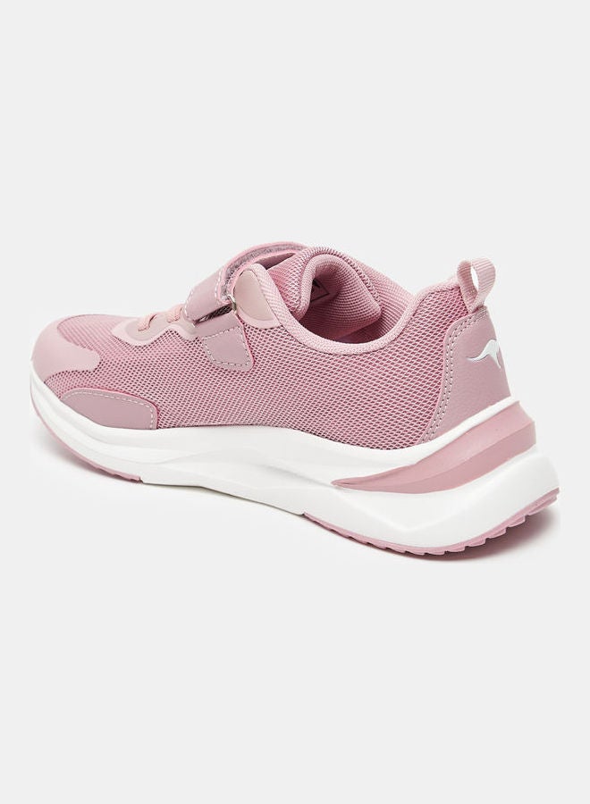 كانغاروس Girls' Textured Walking Shoes With Hook And Loop Closure Pink  - Image 3