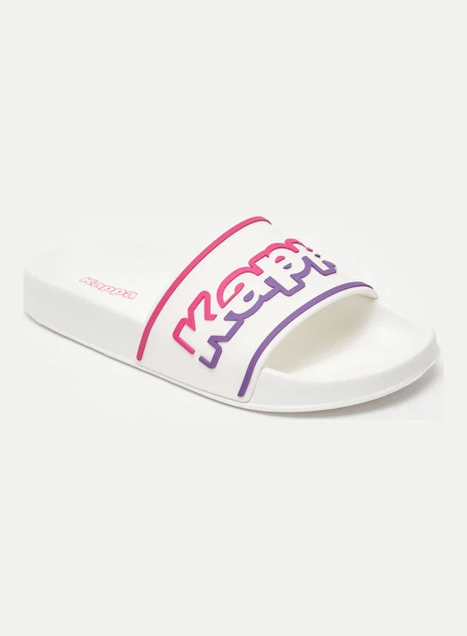Kappa Women's Logo Print Open Toe Slide Slippers White